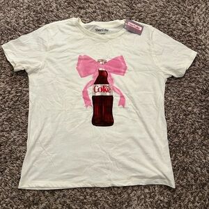 Cute girly Diet Coke T-Shirt with Pink Bow and Bottle Design Large